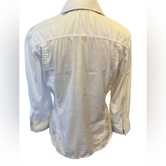 Theory Women’s Shirt Size Small Button Up White 3/4 Roll Up Sleeves Cotton - Picture 2 of 12